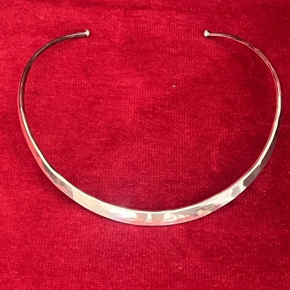 B Adam 925 Silver Hammered Women's NecklaceVintage 1980s